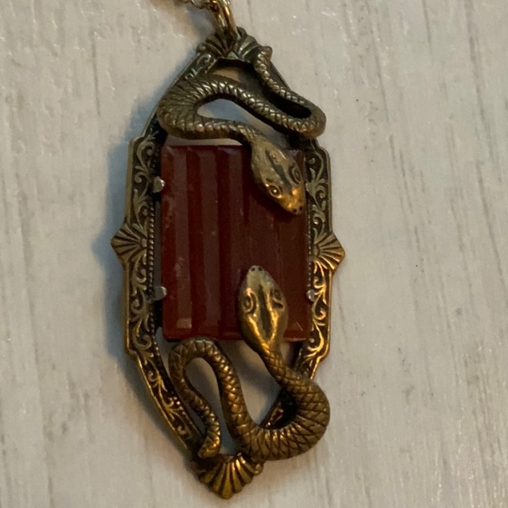 Art Deco Carnelian Pendant Necklace